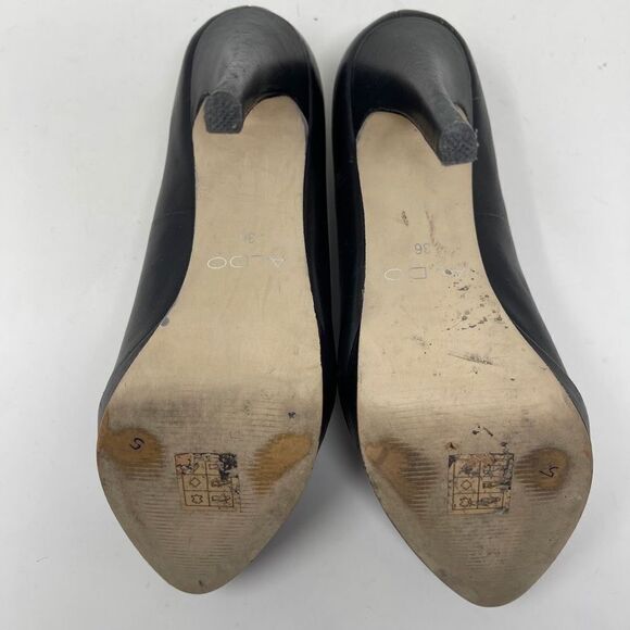 Aldo Women's Platform Pump Heels Almond Toe Black Leather Size EU 36 - Picture 6 of 11